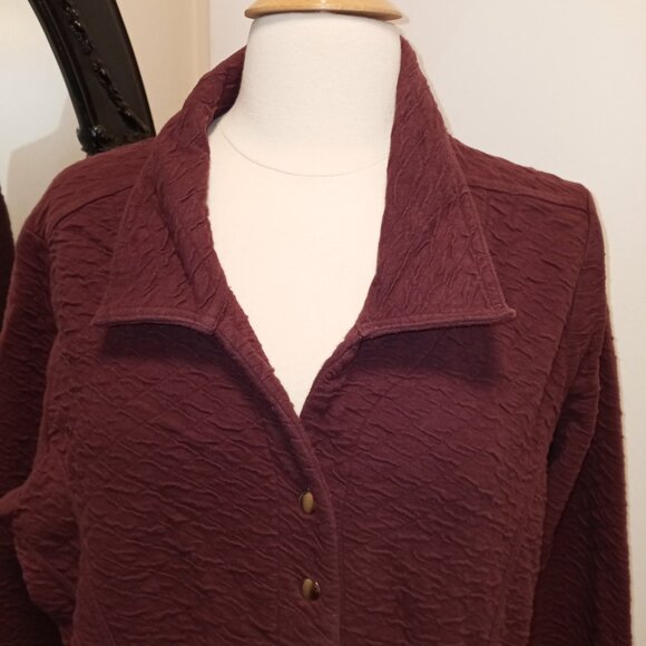 Christopher & Banks Burgundy Snap Front mid weight Jacket sz XL  /B8 - Picture 2 of 8